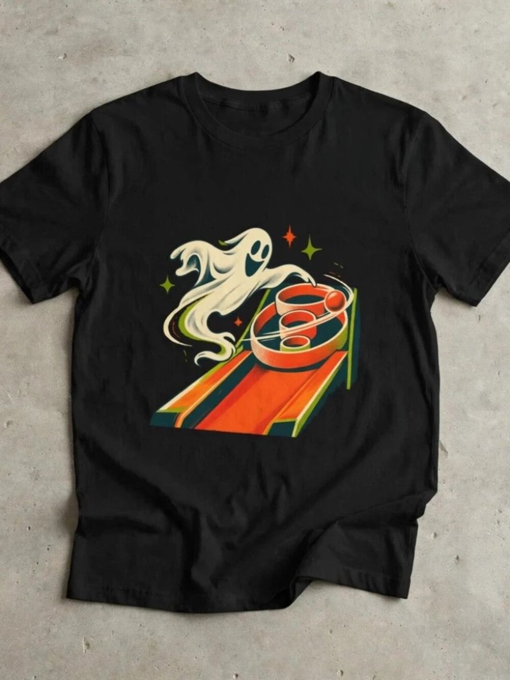 Ghost Arcade Game T-Shirt Vintage Black Tee